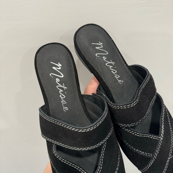 Matisse Black Suede Flat Mule Shoe Pointed Rounded Toe Size 7.5 - Picture 4 of 8